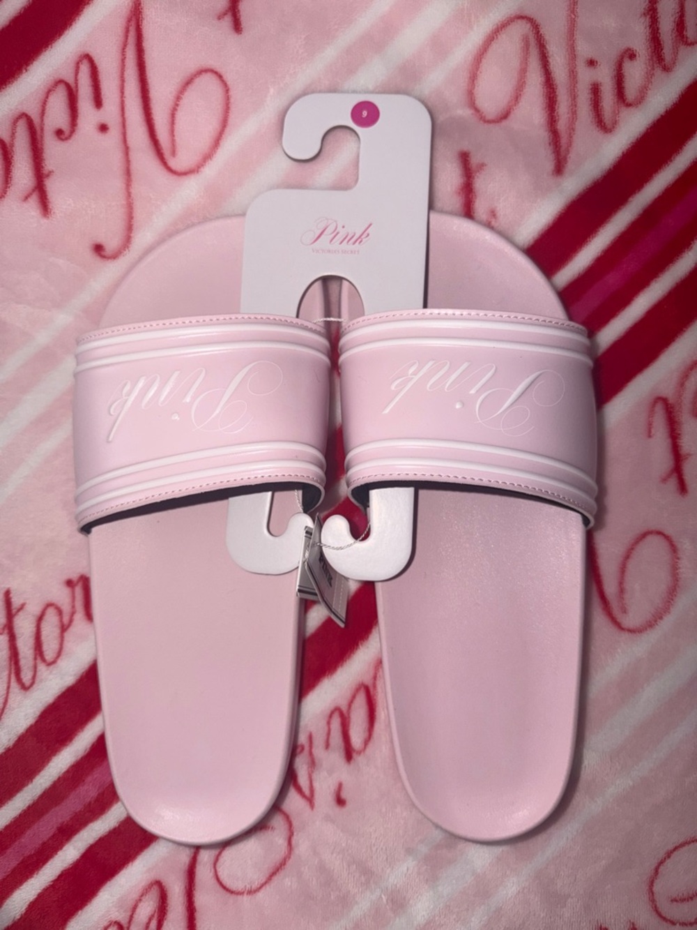 Victoria’s Secret Pink Slide Sandals with Script Logo